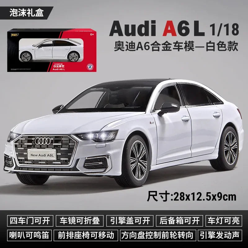 1:18 Audi A6L Large Alloy Metal Diecast Car Model Sound & Light Collect Ornaments Decorate Gift For Boyfriend Present Birthday