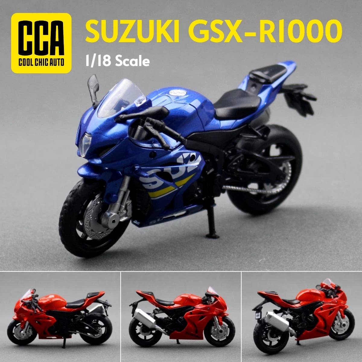 1/18 Suzuki GSX-R1000 Toy Motorcycle Diecast Metal Miniature Vehicle Model 1:18 Super Racing Collection Gift for Children Boy