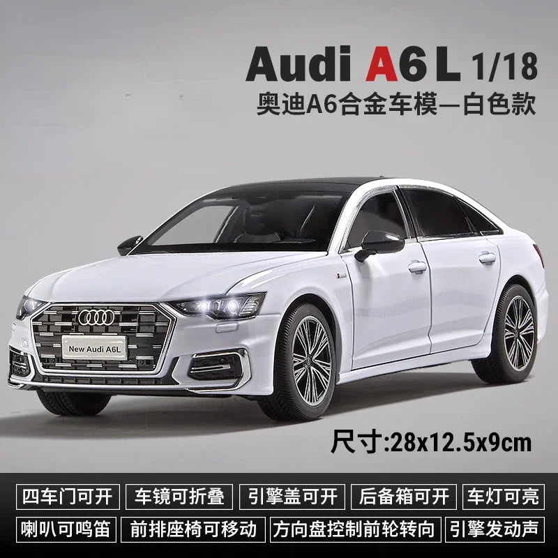 1:18 Audi A6L Large Alloy Metal Diecast Car Model Sound & Light Collect Ornaments Decorate Gift For Boyfriend Present Birthday