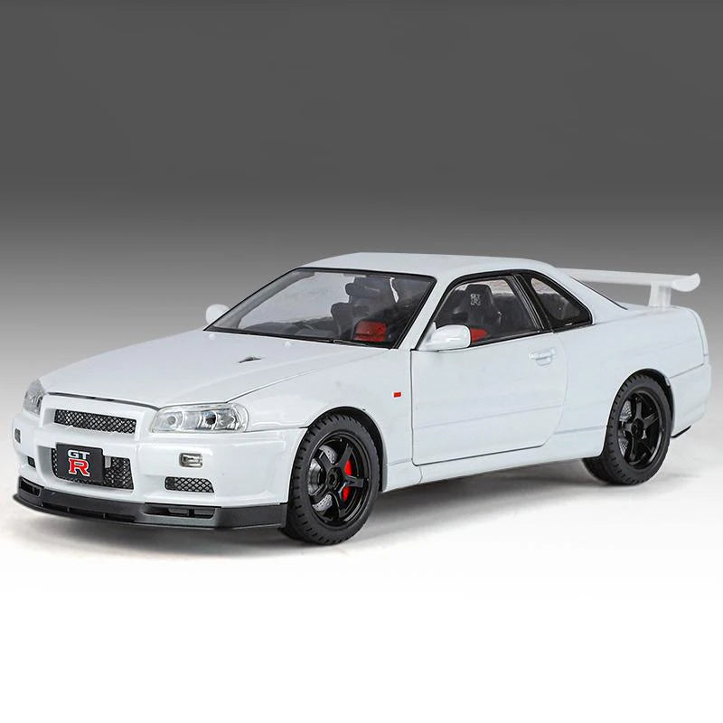 Large Size 1:18 Skyline Ares GTR GT-R R34 Alloy Sports Car Model Diecasts Metal Racing Car Vehicles Model Sound Light Kids Gifts