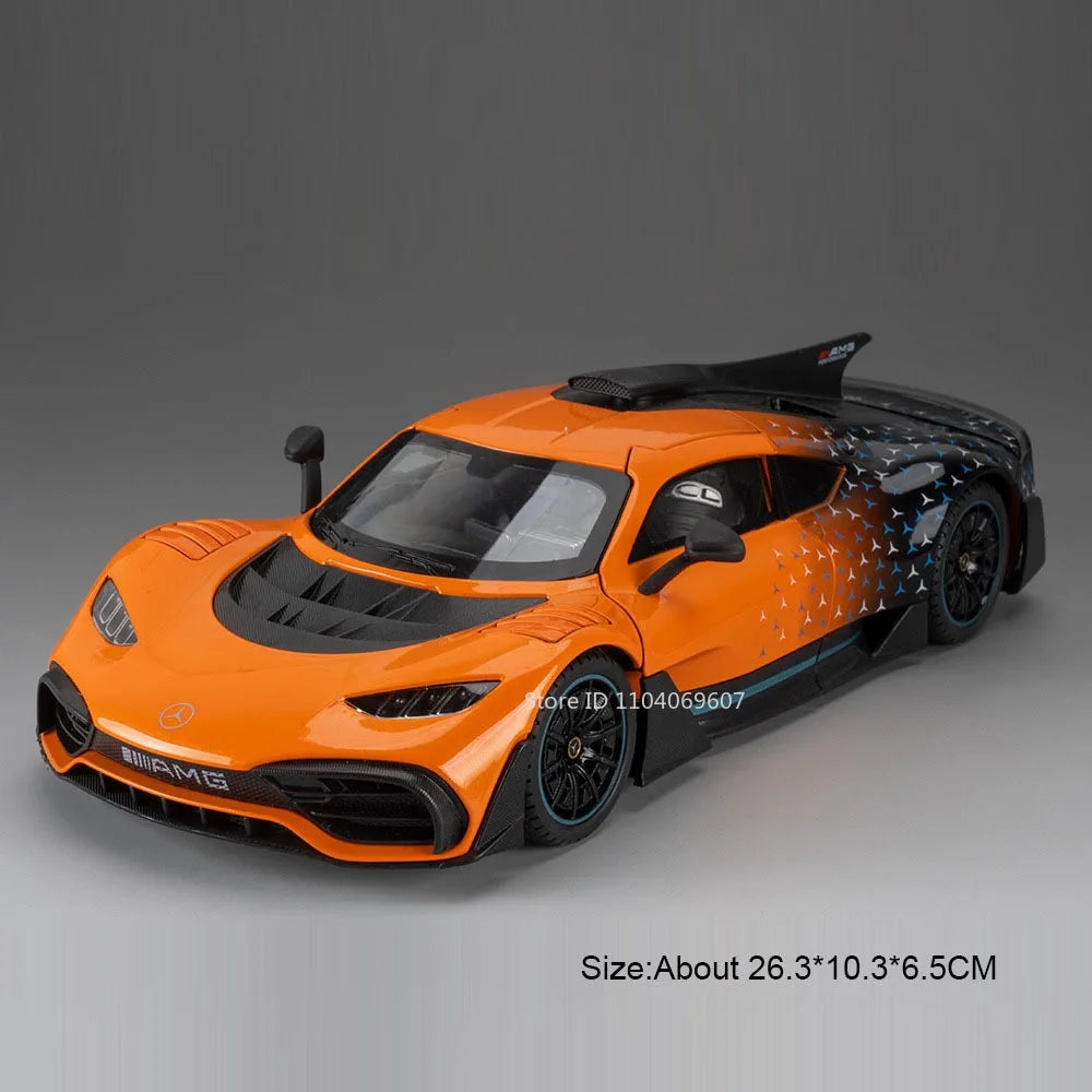 1:18 Model Toy AMG ONE GT-R Miniature Sports Cars Alloy Diecast Sound Light Doors Opened Pull Back Simulation Supercars Gifts