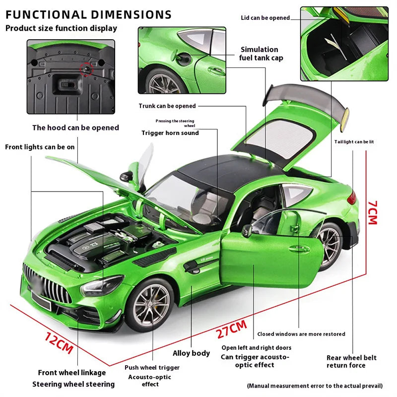1:18 cool alloy sports car model, simulated interior details, cool lighting and sound effects, exquisite desktop ornaments
