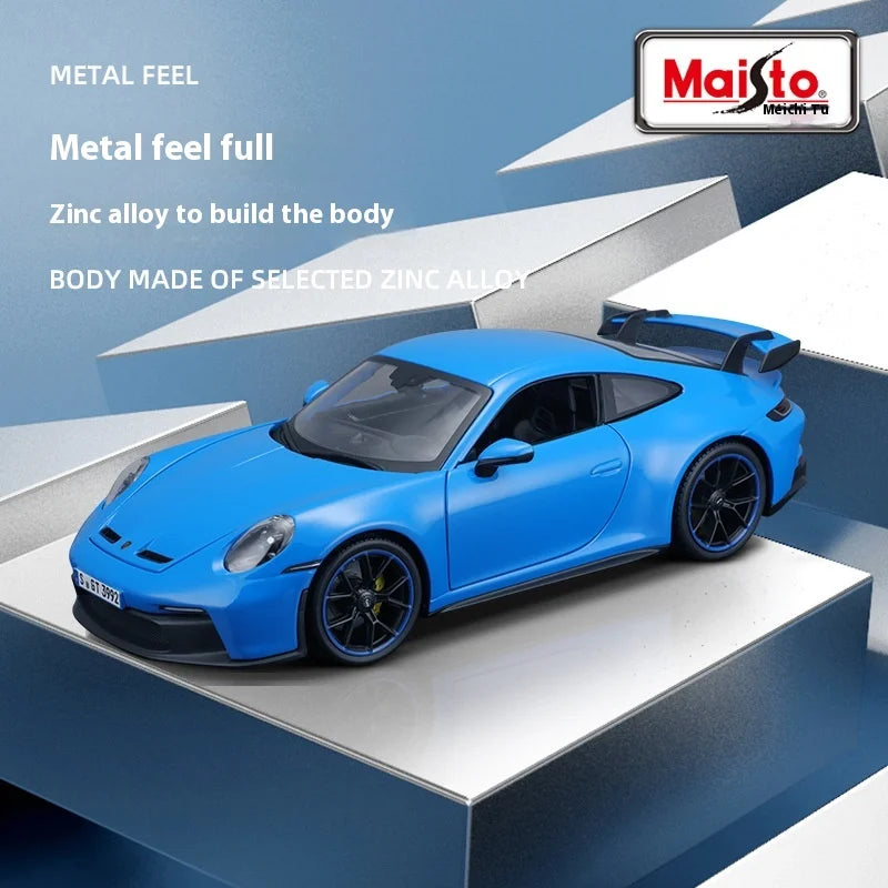 Maisto 1:18 2022 Porsche 911 Gt3 Red Die Casting Alloy Car Model Collection Static Ornament Male Power Control Car Toy Gift