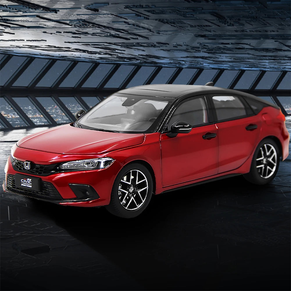 1:18 Scale Honda Civic Hatchback 2023 Car Model Red Color Simulation Miniature Diecast Alloy Vehicle Toy Model Collection Gifts