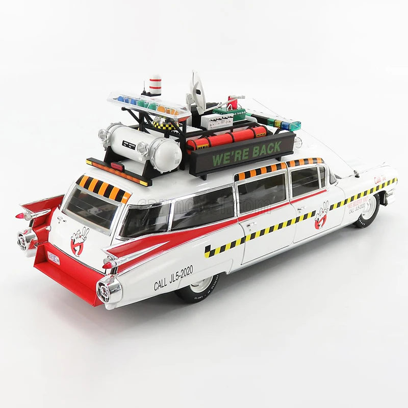 Diecast Alloy 1/18 Scale ECTO 1A Simulation Car Model Metal Die-Cast & Toy Adult Fans Collection Souvenir Gifts Decration