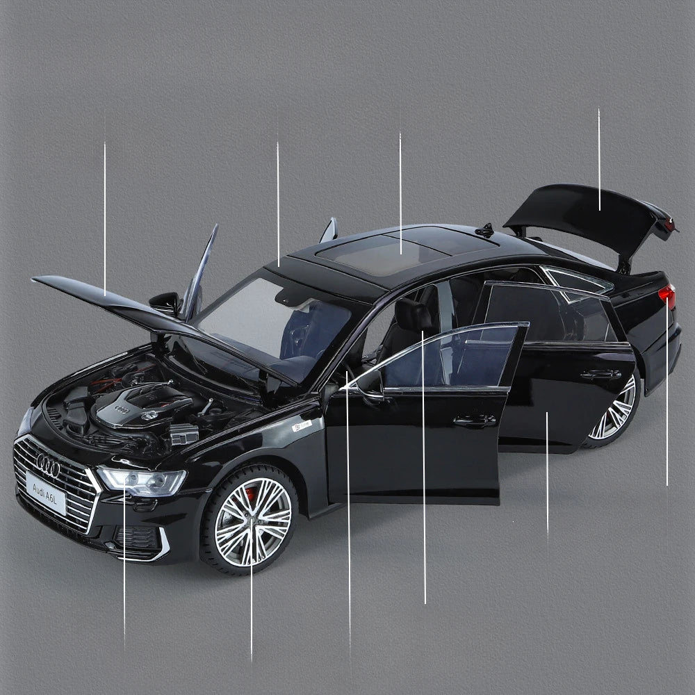 1:18 AUDI A6L Large Alloy Metal Diecast Car Model Sound & Light Collect Ornaments Decorate Gift For Boyfriend Present Birthday