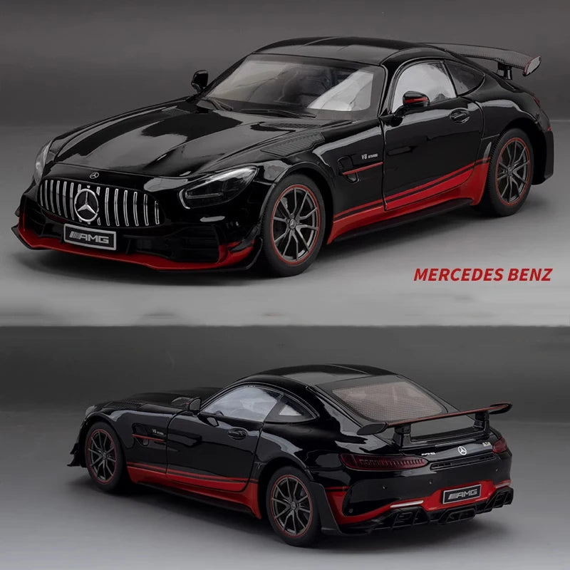 Large 1:18 Scale AMG GTR Alloy Model Car Metal Diecast Vehicle Collect Sound Light Kid Toy Boy Gift Decoration Ornament One Pie