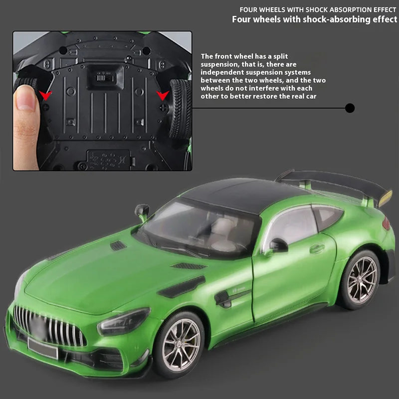 1:18 cool alloy sports car model, simulated interior details, cool lighting and sound effects, exquisite desktop ornaments