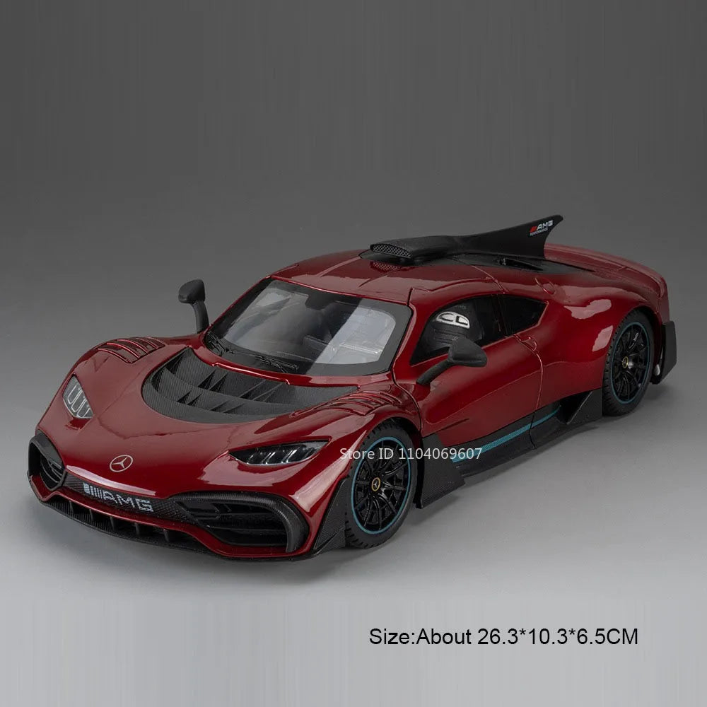 1:18 Model Toy AMG ONE GT-R Miniature Sports Cars Alloy Diecast Sound Light Doors Opened Pull Back Simulation Supercars Gifts