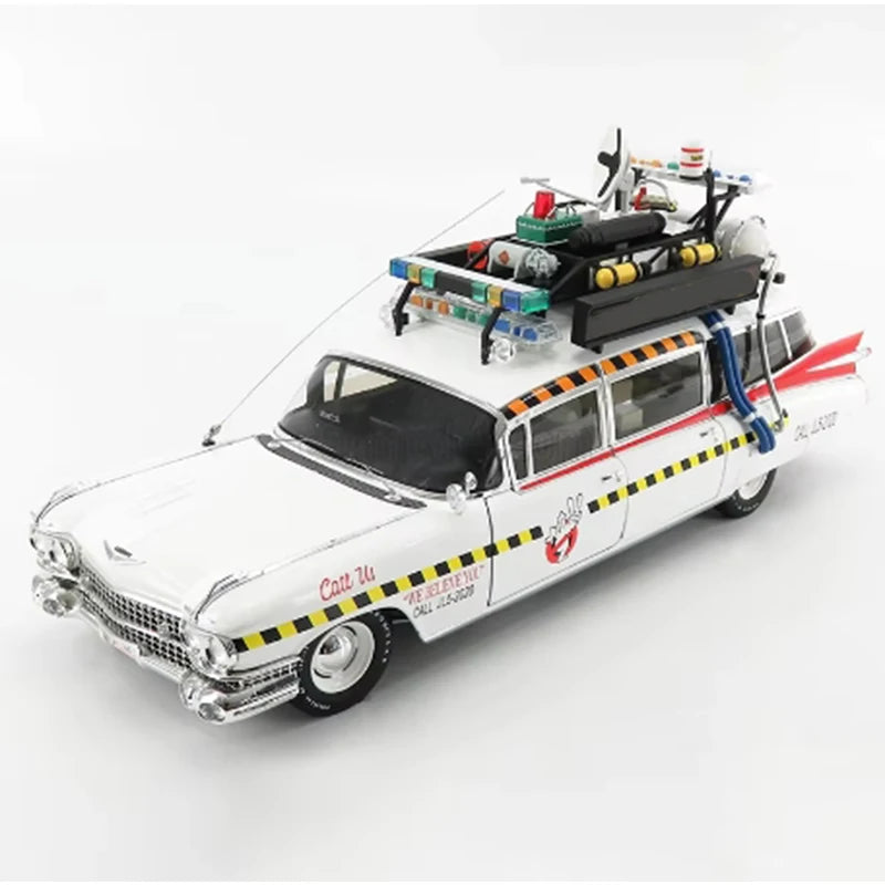 Diecast Alloy 1/18 Scale ECTO 1A Simulation Car Model Metal Die-Cast & Toy Adult Fans Collection Souvenir Gifts Decration