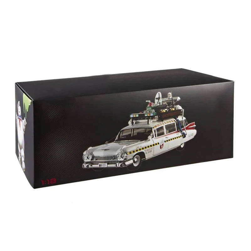 Diecast Alloy 1/18 Scale ECTO 1A Simulation Car Model Metal Die-Cast & Toy Adult Fans Collection Souvenir Gifts Decration
