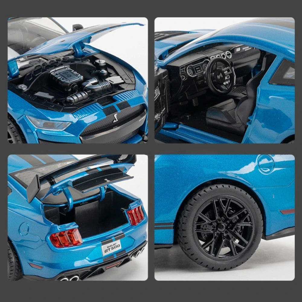 1:18 Ford Mustang Shelby GT500 Alloy Sports Car Model Diecasts Metal Toy Car Model Sound Light Collection Kids Gifts
