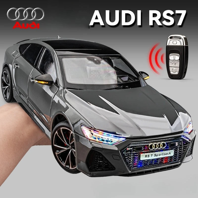 Diecast 1:18 AUDI RS7 Sportback Alloy Car Model with Key Collection Miniature Voiture Sound Light Home Decor Car Gift Man Boy