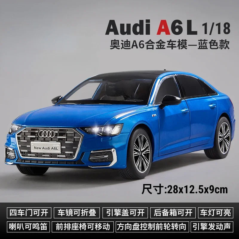 1:18 Audi A6L Large Alloy Metal Diecast Car Model Sound & Light Collect Ornaments Decorate Gift For Boyfriend Present Birthday