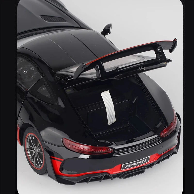 Large 1:18 Scale AMG GTR Alloy Model Car Metal Diecast Vehicle Collect Sound Light Kid Toy Boy Gift Decoration Ornament One Pie