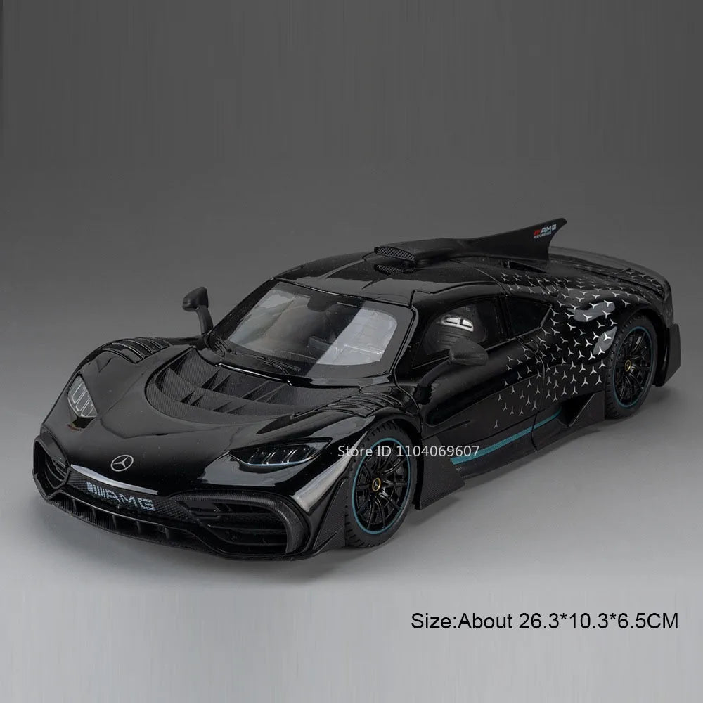 1:18 Model Toy AMG ONE GT-R Miniature Sports Cars Alloy Diecast Sound Light Doors Opened Pull Back Simulation Supercars Gifts