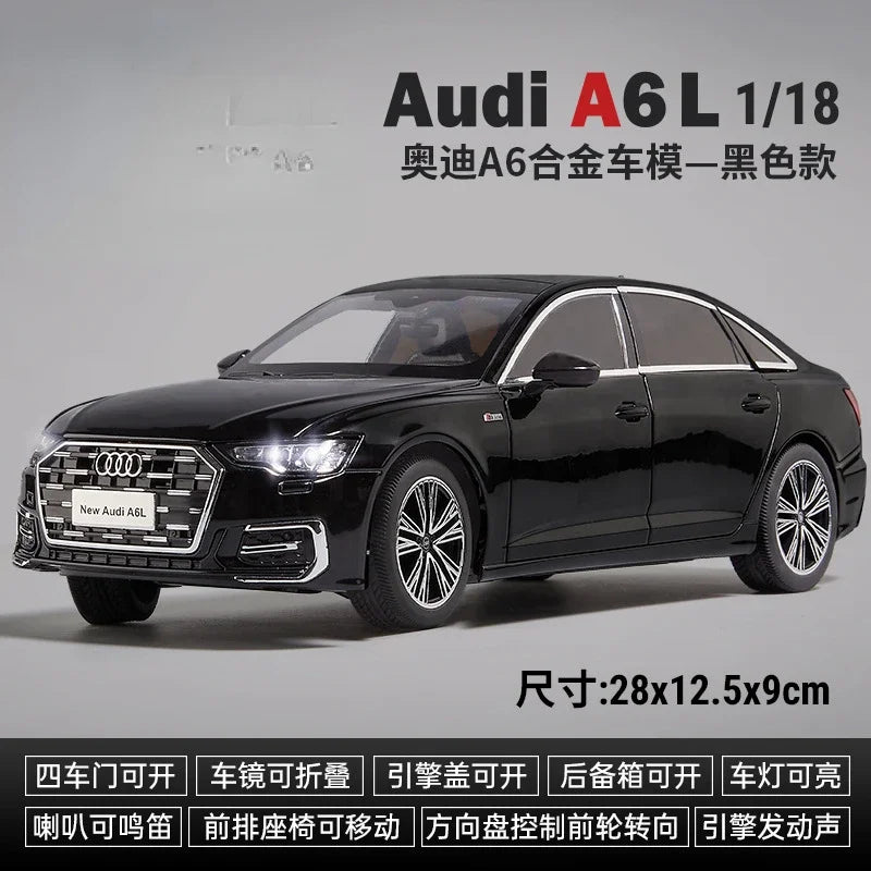 1:18 Audi A6L Large Alloy Metal Diecast Car Model Sound & Light Collect Ornaments Decorate Gift For Boyfriend Present Birthday