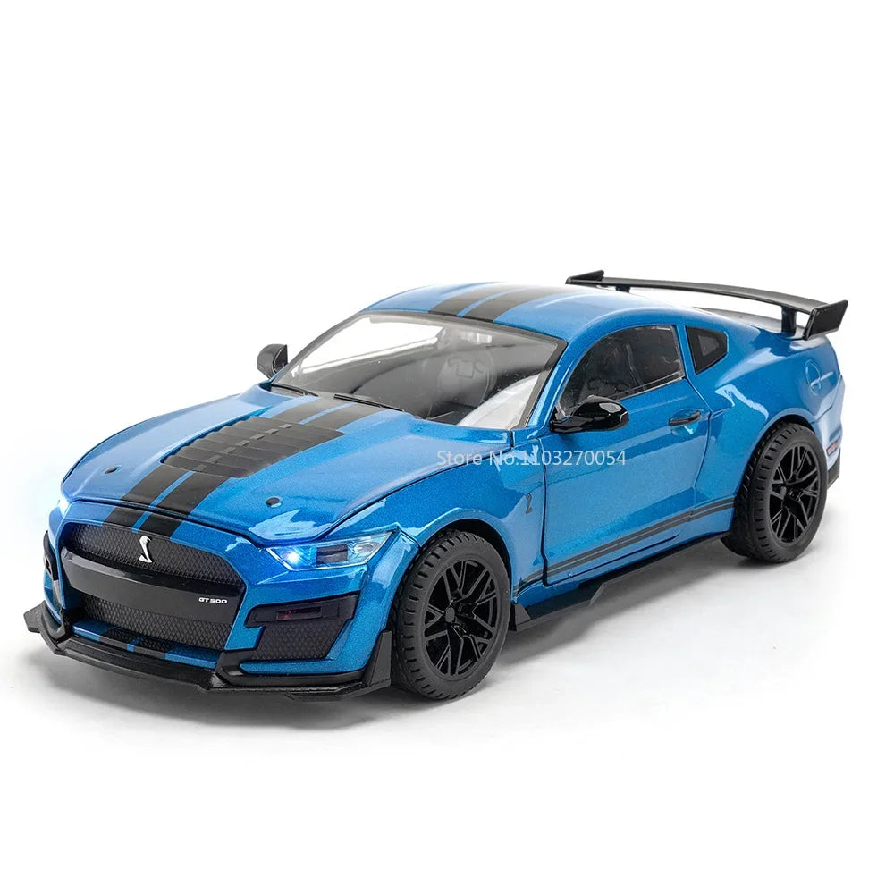 1:18 Ford Mustang Shelby GT500 Alloy Sports Car Model Diecasts Metal Toy Car Model Sound Light Collection Kids Gifts