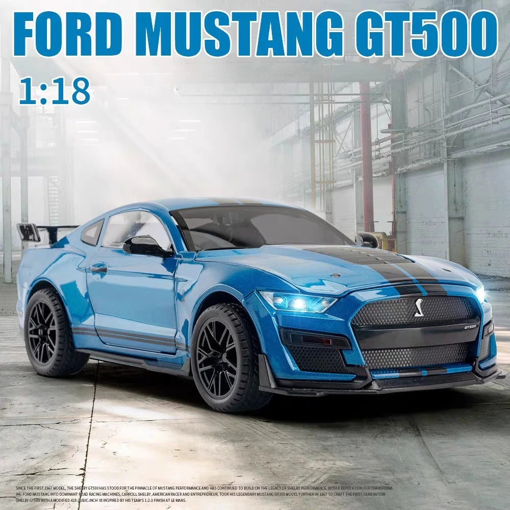 1:18 Ford Mustang Shelby GT500 Alloy Sports Car Model Diecasts Metal Toy Car Model Sound Light Collection Kids Gifts