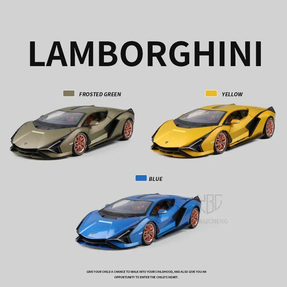Large 1:18 Lamborghinis SIAN FKP37 Supercar Car Model DieCast Alloy Sound Light Toys Cars Diecast Toy Collectibles Kids Car