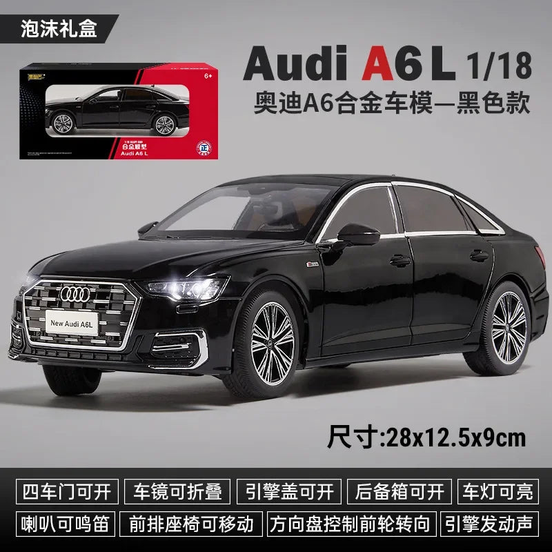 1:18 Audi A6L Large Alloy Metal Diecast Car Model Sound & Light Collect Ornaments Decorate Gift For Boyfriend Present Birthday