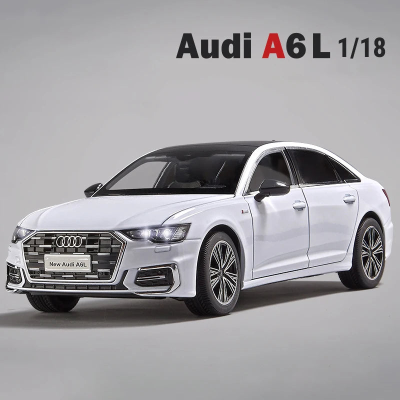 1:18 AUDI A6 Alloy Car Model Diecast & Toy Metal Vehicle Car Model Sound and Light High Simulation Collection Childrens Toy Gift