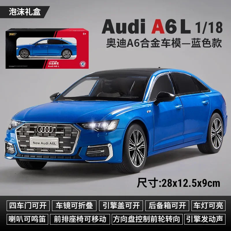 1:18 Audi A6L Large Alloy Metal Diecast Car Model Sound & Light Collect Ornaments Decorate Gift For Boyfriend Present Birthday