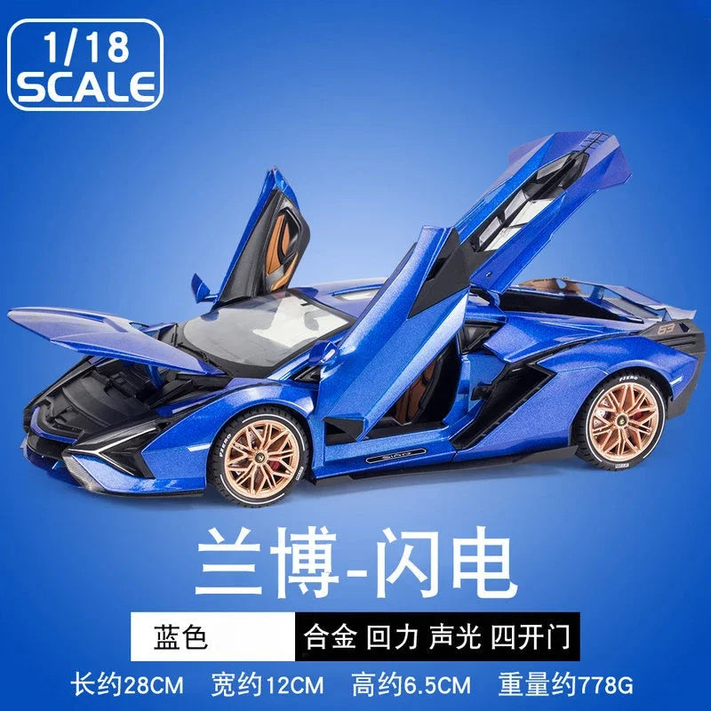 Large 1:18 Lamborghinis SIAN FKP37 Supercar Car Model DieCast Alloy Sound Light Toys Cars Diecast Toy Collectibles Kids Car