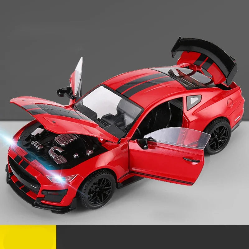 Large 1:18 Ford Mustang GT500 Miniatures Alloy Diecast Metal Vehicle Model Desk Desktop Collection Decorative Hobby Ornaments