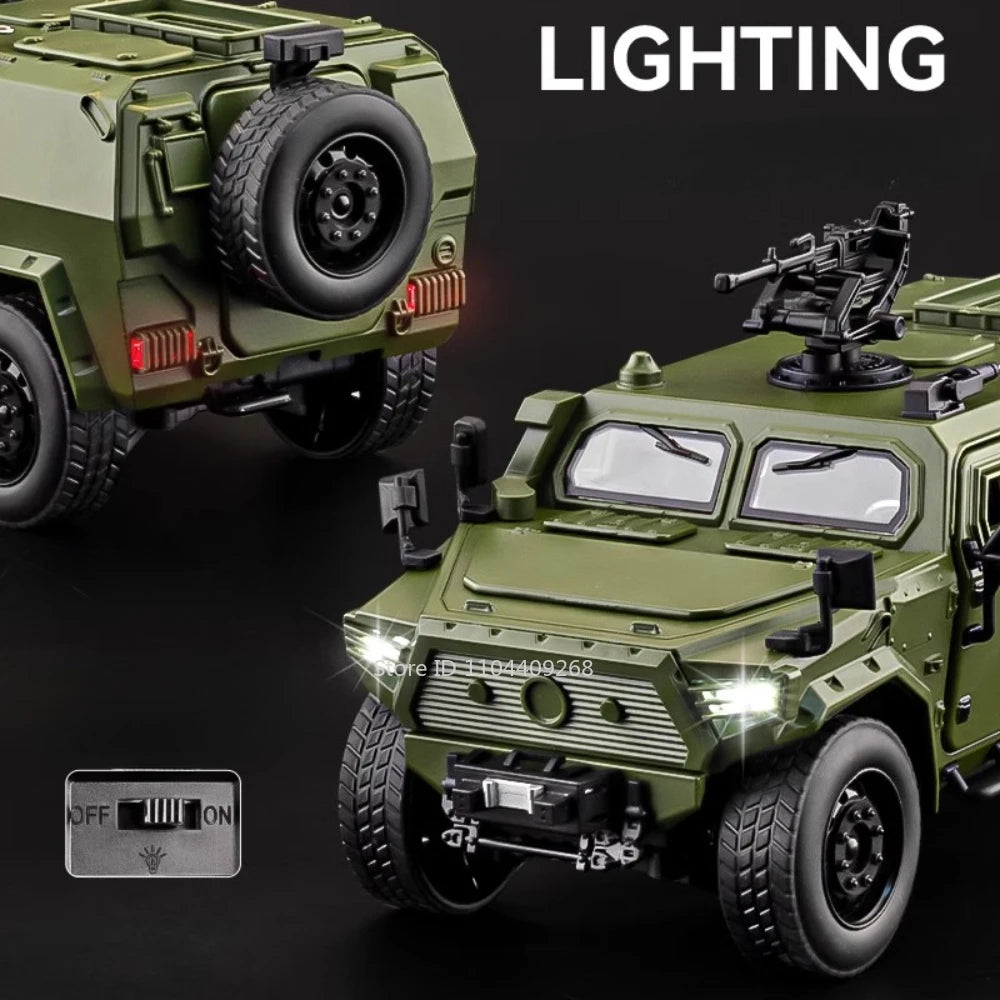 Large Size 1:18 Dongfeng Mengshi Car Model Toy Doors Opened Alloy Body Rubber Tires Military Off-Road Vehicles Gifts for Kids