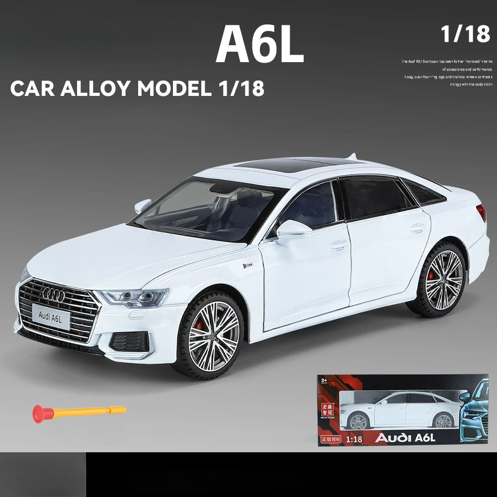 1:18 AUDI A6L Large Alloy Metal Diecast Car Model Sound & Light Collect Ornaments Decorate Gift For Boyfriend Present Birthday