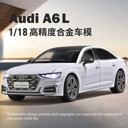 1:18 Audi A6L Large Alloy Metal Diecast Car Model Sound & Light Collect Ornaments Decorate Gift For Boyfriend Present Birthday