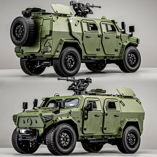 1:18 Dongfeng M-Terrain Alloy Car Toys Miniature Model Diecast Military Vehicle Sound Light Pull Back Doors Opened Kid Xmas Gift