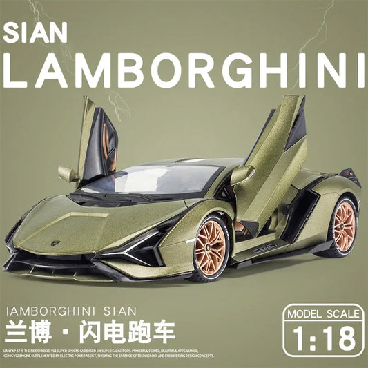 Large 1:18 Lamborghinis SIAN FKP37 Supercar Car Model DieCast Alloy Sound Light Toys Cars Diecast Toy Collectibles Kids Car