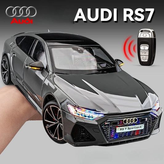 Diecast 1:18 AUDI RS7 Sportback Alloy Car Model with Key Collection Miniature Voiture Sound Light Home Decor Car Gift Man Boy