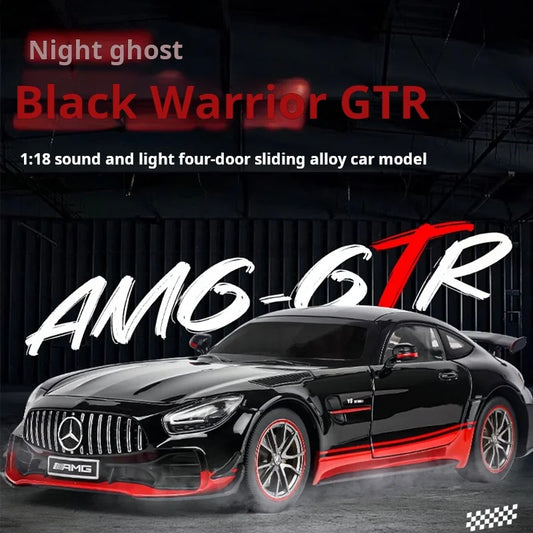 Large 1:18 Scale AMG GTR Alloy Model Car Metal Diecast Vehicle Collect Sound Light Kid Toy Boy Gift Decoration Ornament  One Pie